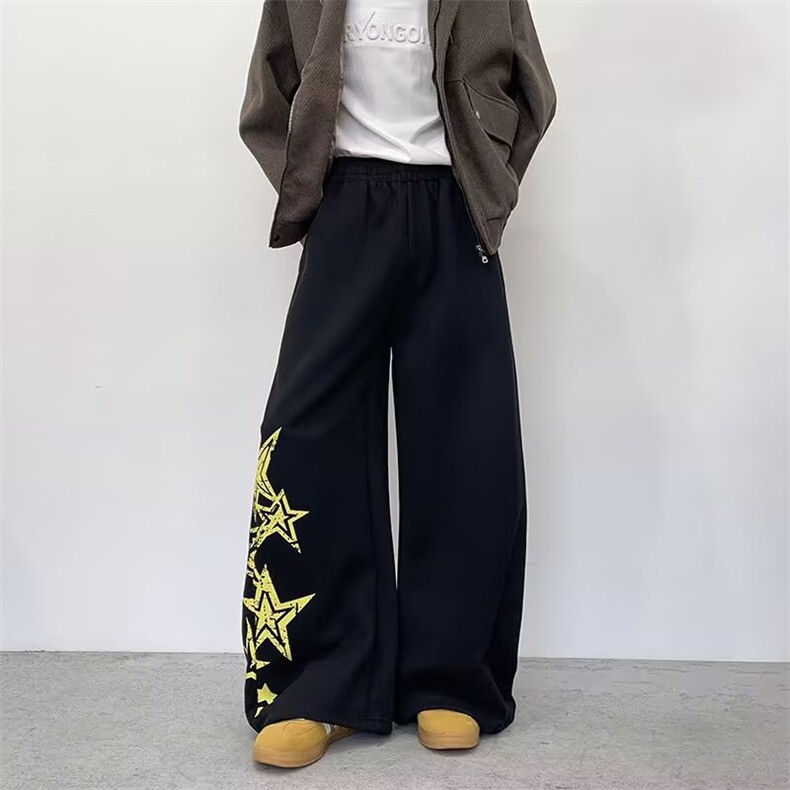 YC0782-P48美式运动卫裤男女秋潮牌字母印花高街痞帅阔腿长裤,男装休闲裤,电商C233