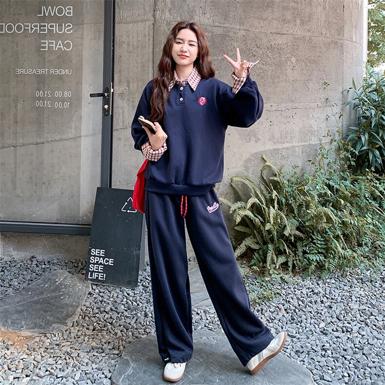通勤风时尚套装洋气百搭撞色韩版减龄秋季时尚运动春秋长袖运动,女装套装/套裙,浙宝305