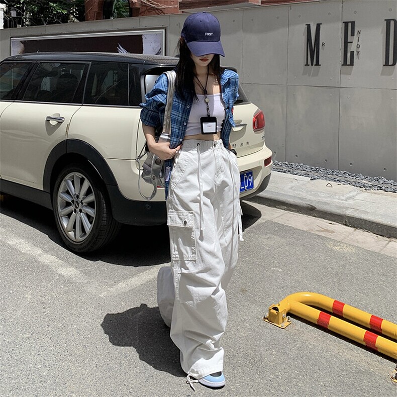 工装裤女小个子2026新款夏季薄款休闲阔腿裤宽松慵懒风YD9002-P75,男装牛仔裤,星座509