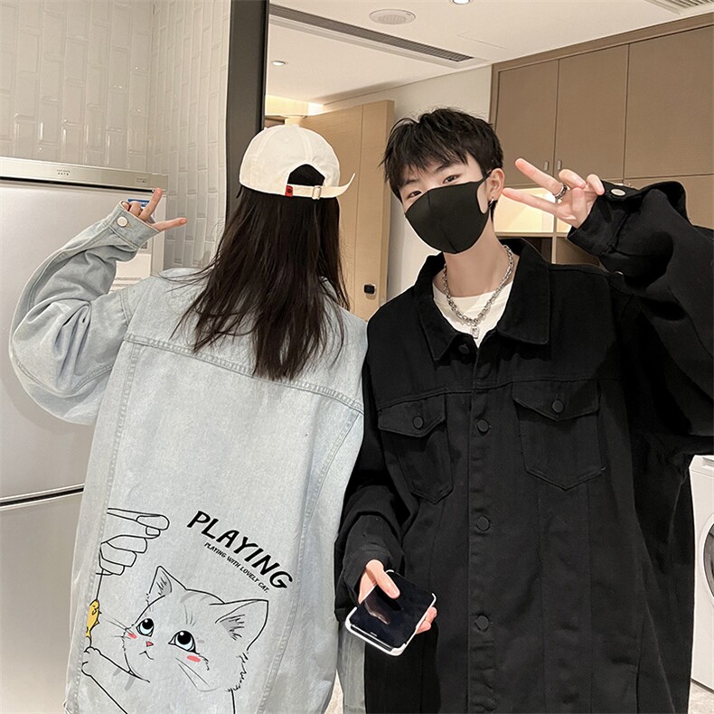 牛仔夹克男大码牛仔外套男茄克NJ77129-P60加绒款-P75,男装夹克,电商A040