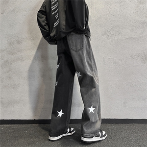 k1069-p55-控78 M-5XL 现货宽松cleanfit牛仔裤港风高阶黑暗牛仔图片