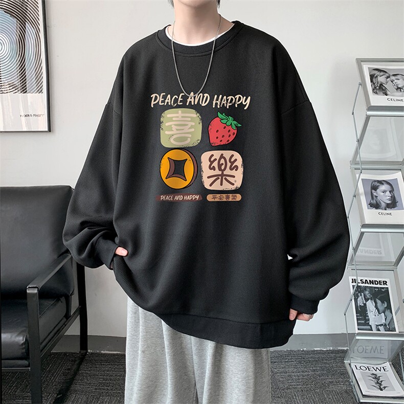 华夫格卫衣圆领卫衣男大码长袖t恤男外套HW76322-P30,男装卫衣,电商A040