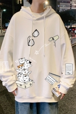 WY2115-P35加绒款-P40纯棉连帽卫衣男大码运动帽衫宽松薄外套男，男装卫衣，电商A040