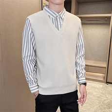 2025男士假两件卫衣衬衫领新款刺绣针织打底衫CS19-P6898，男装T恤，电商B278