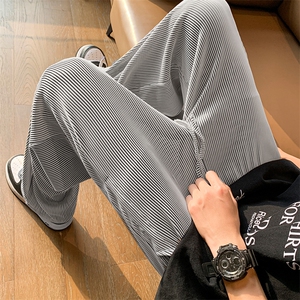 8XL-M 特大码肌理感冰丝薄款休闲裤长裤男宽松百搭情侣裤K922P45图片