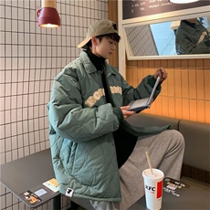 冬季潮流加厚学院风衣男高街潮牌翻领百搭情侣外套W6672-P58，男装棉衣，星座512-3