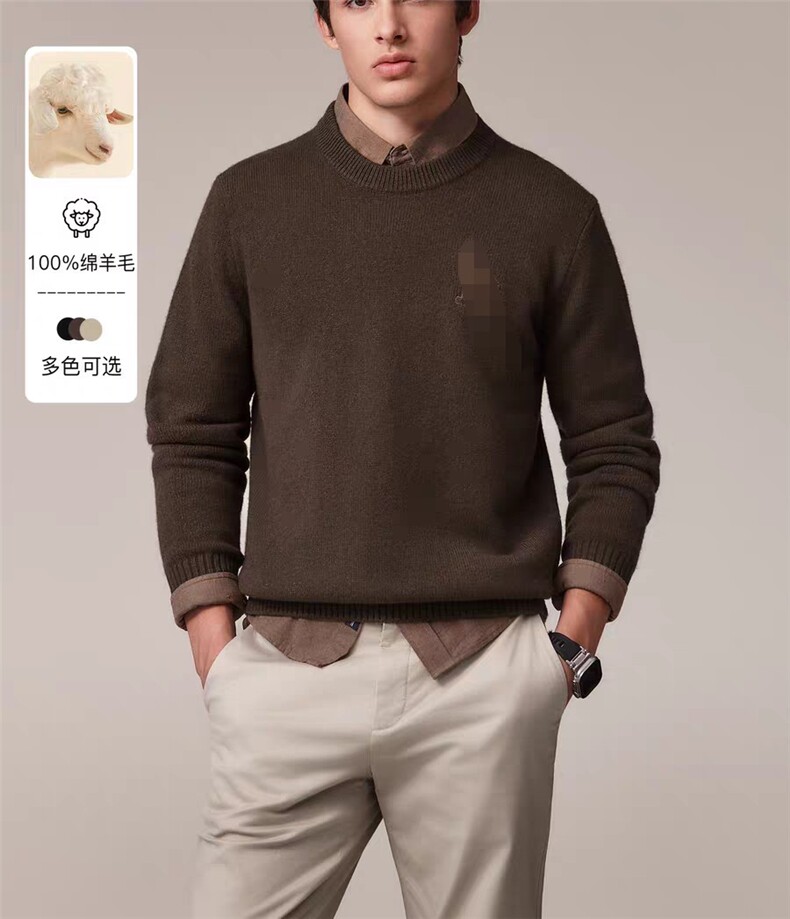 2025年秋季套头圆领休闲保暖羊毛衫，男装羊毛衫，泰合衣坊