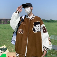 美式复古刺绣棒球服男女宽松bf慵懒风情侣oversize外套JK6221-p65，男装夹克，星座601-2
