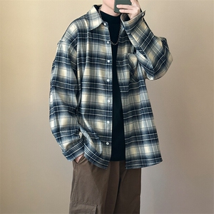 现货春秋长袖格子衬衫外套宽松潮牌休闲内搭衬衣-AC23086-特批P58图片