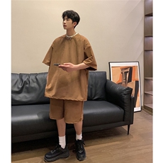 1港风模麂皮绒大码M-5XL短TDT8766P23DK8767P32套装TZ8757P55，男装休闲套装，星座226-2