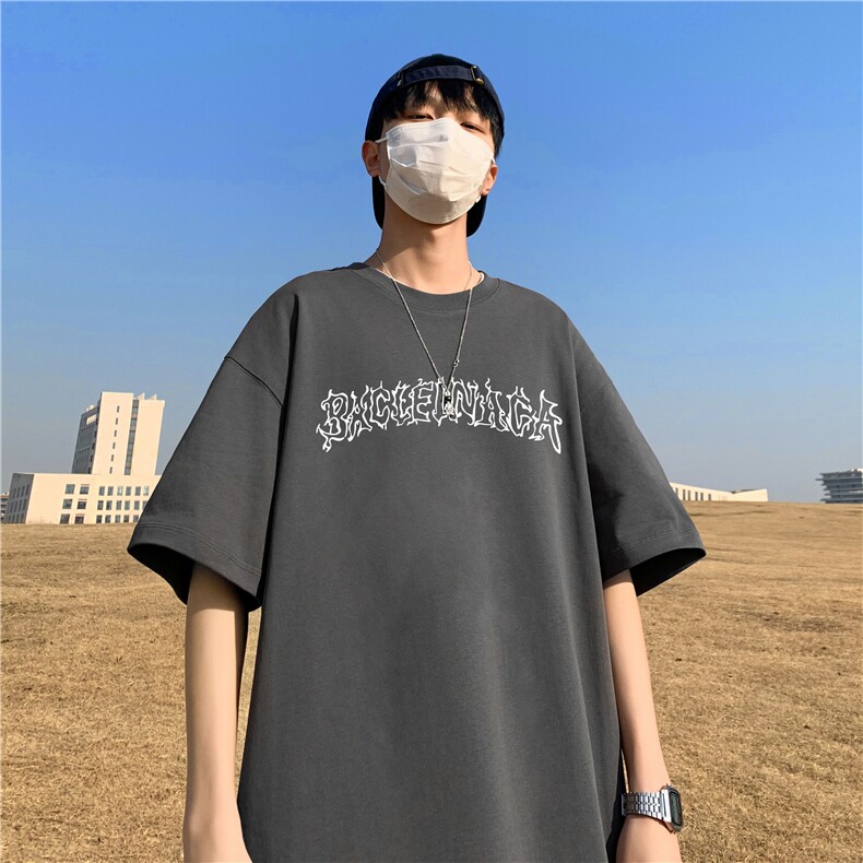 240G重磅美式印花纯棉大码宽松休闲短袖T恤 FSDX008 P25控39图片