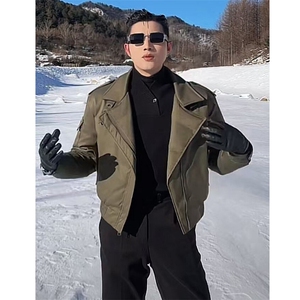 军阀夹克轻奢工装硬派短款夹克羽绒服立领加厚外套yrf208-TP215图片