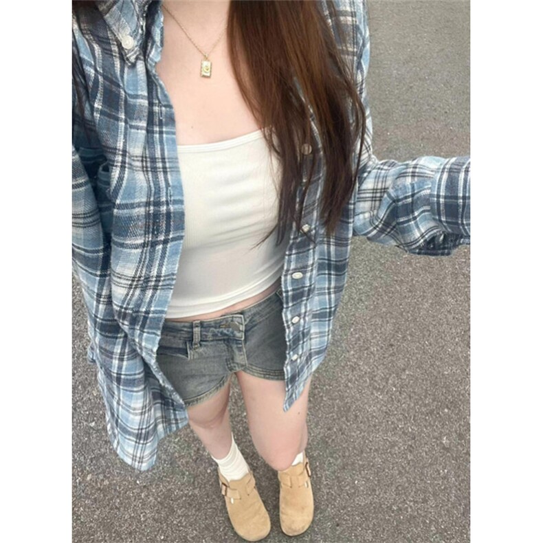 春秋季新款通勤格子衬衫女防晒外套开衫外搭显瘦上衣CS31153,男装防晒衣,星座1116A（原606A-3）