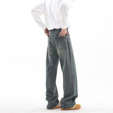 【纯棉】主推现货!宽松直筒牛仔长裤男A080-8220-P55控78，男装休闲裤，电商A080