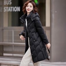 时尚气质棉衣女冬季新款百搭温柔淑女通勤连帽可拆中长款棉服外套，女装棉衣/棉服，韩蔻秀