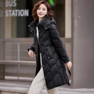 时尚气质棉衣女冬季新款百搭温柔淑女通勤连帽可拆中长款棉服外套图片