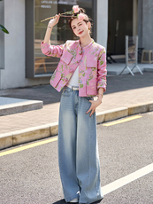新中式国风高档提花外套女2025新款开春爆款洋气减龄小个子短上衣，女装短外套，橙子家