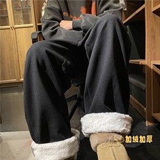 华夫格裤子冬季加绒宽松休闲阔腿运动长裤B315-K880JR-P55控78，男装休闲裤，电商B315