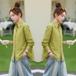 衬衫女春秋单件百搭纯色图片