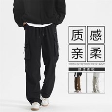 时尚工装裤新款潮牌宽松秋冬加绒休闲裤K211-特批-38加绒特批48，男装休闲裤，星座718-1