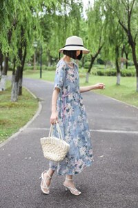 【现货】夏季新款苎花连衣裙,女装连衣裙,依鼎衣典