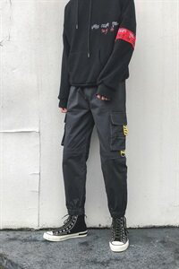 港风19春夏男新款港风潮流Q收脚裤子714-3v图片
