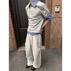 得物抖音高品质二开夏季美式潮牌高街假两件格子衬衣翻领短袖T恤，男装T恤，电商A486
