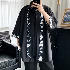 配领带910A-C1028-P45控59夏中性休闲情侣仙气痞帅七分袖衬衫，男装衬衫，星座910A