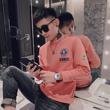 社会小伙网人潮牌印花套头卫衣T恤长袖2021春秋季新款全色29036-P55，男装卫衣，星座308A
