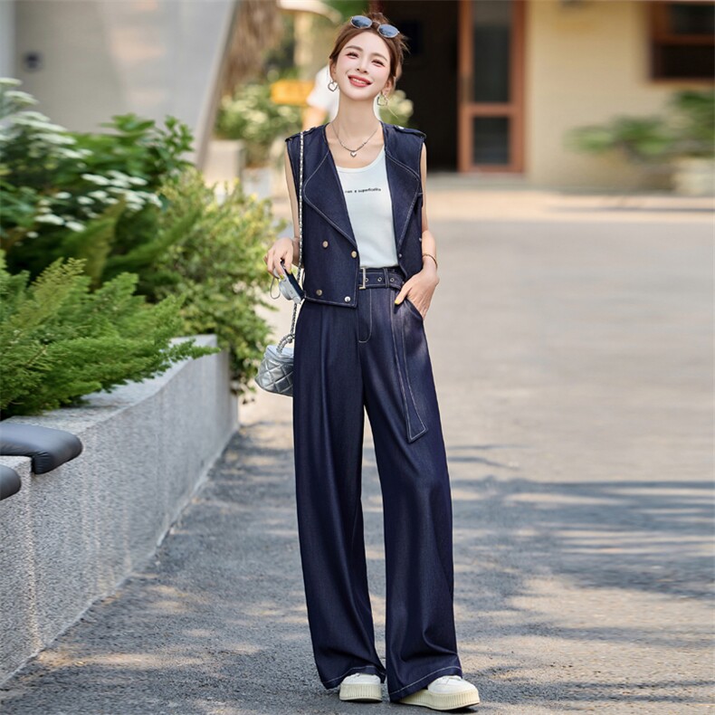 牛仔套装女2025夏新款韩系高级松弛感休闲减龄气质无袖一整套穿搭,女装套装/套裙,瑶迪依秀