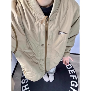 古着vintage棉服潮牌高级感菱格棉衣棒球领棉袄JK9701图片