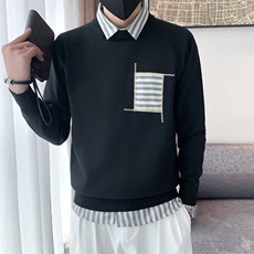 假两件毛衣男士衬衫领长袖毛线衣服春秋季外套修身针织衫S3381，男装针织衫/毛衣，星座1116A-2（原606A-1）