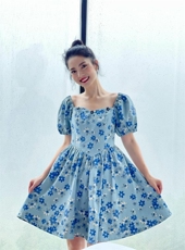 【现货】牛仔印花连衣裙，女装连衣裙，欧尼蒂