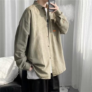 A939P35青年港风男生秋装长袖衬衫时尚个性休闲男装图片