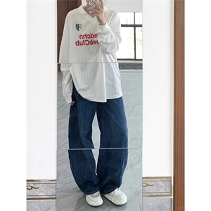 美式街头机能薄款速干运动球服V领防晒长袖T恤男夏季弯刀牛仔裤潮图片