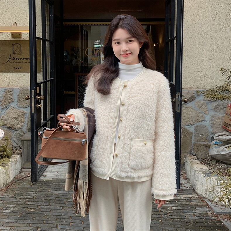 【新款现货】小香风羊羔毛外套甜美小个子高级感99062款P185K268,女装皮草,2C316