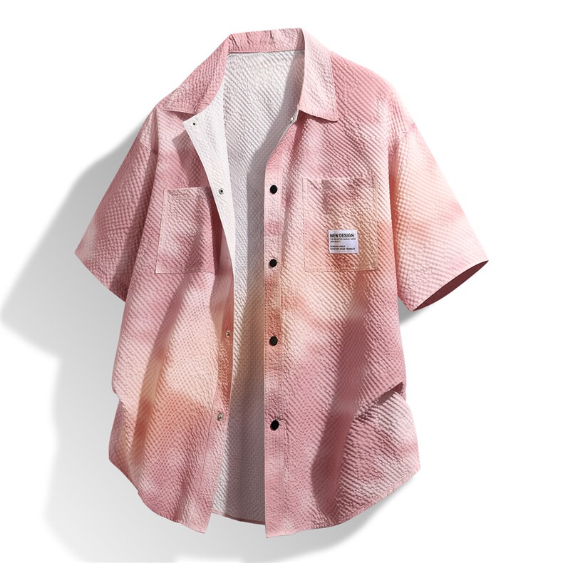 得物立体夏季新款短袖衬衣宽松休闲韩版外套半袖A436-T15-P45,男装衬衫,电商A436