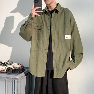衬衫男2025春季新款港风宽松大码纯棉工装长袖衬衣CS800-P45图片