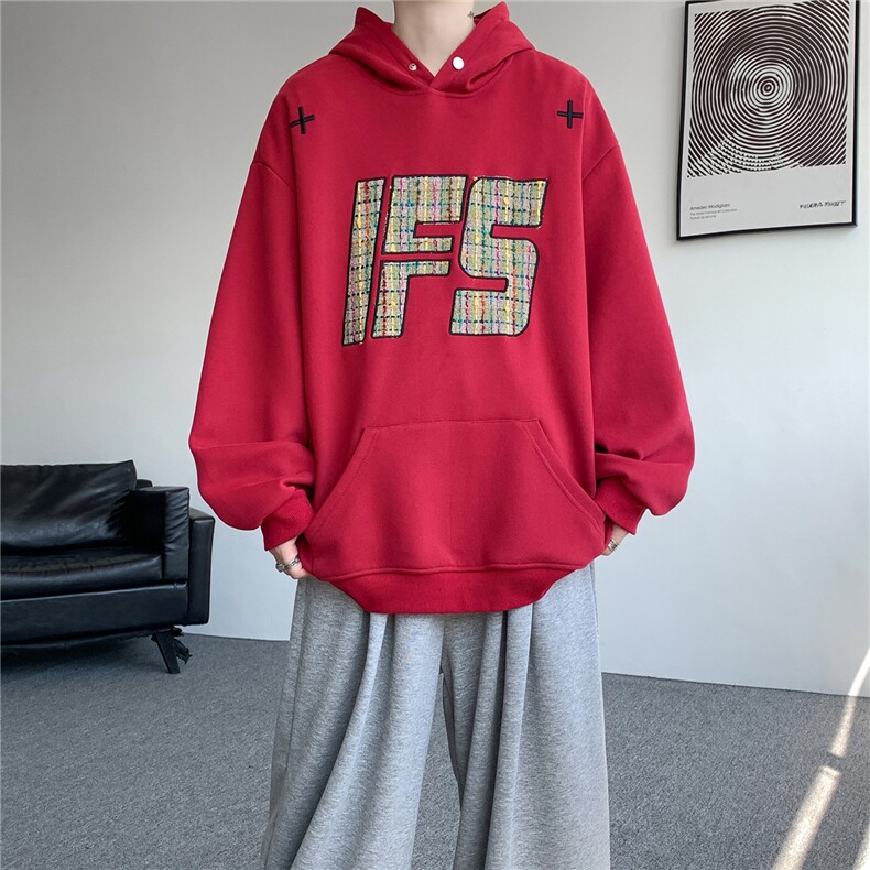 重磅贴布刺绣卫衣大码春秋连帽衫硬挺外套美式休闲上衣WY9108/P65,女装短外套,电商B238