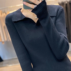 女装POLO领针织衫秋季新款慵懒风长袖毛衣显瘦百搭舒适保暖，女装针织衫/毛衣，凝珊羊绒