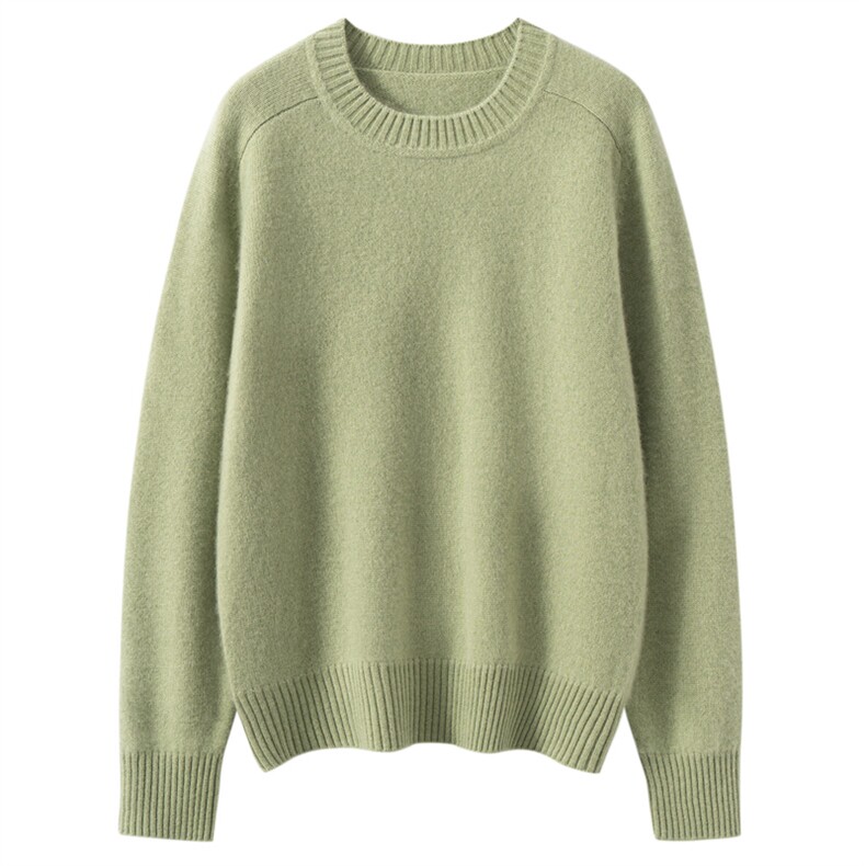 2025春秋新款羊绒衫女100纯山羊绒圆领简约时尚百搭套头针织上衣，女装针织衫/毛衣，萨奥羊绒