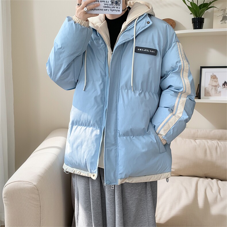 棉服男冬季新款港风宽松假两件连帽棉衣MF8587-特P78，男装棉衣，星座214-3