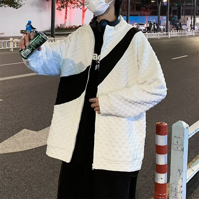 拉链开衫针织外套男休闲长袖毛衣秋冬ins男装上衣薄外穿Y49/P45图片