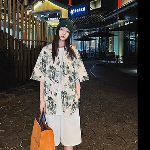 夏季衬衫男女短袖韩版潮流印花百搭2024新款ins宽松外套CY857-P29图片