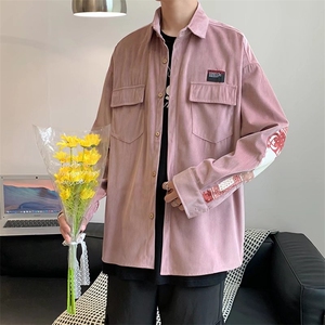 春秋衬衫男休闲口袋衬衣男装宽松印花外套工装修身上衣LS531 P39图片