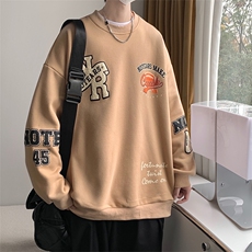 春季新款美式撞色立体发泡卫衣男棒球OOTD学院风上衣MY02383-P58，男装卫衣，星座308B-2