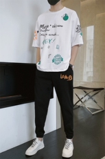 新款夏季潮流时尚短袖T恤男装青少年宽松休闲ins圆领套装F309P68，男装休闲套装，电商A086