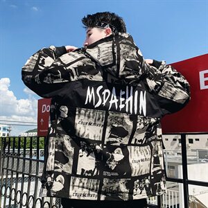 外套男春秋季男士韩版潮流男装连帽ins夹克衣服潮牌 A436-D81-P95图片