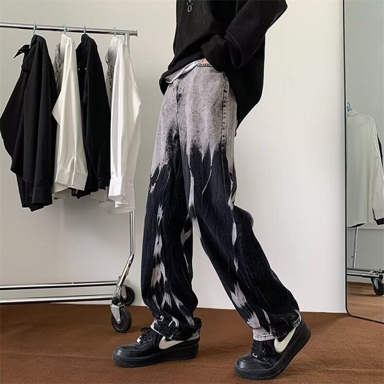 黑色复古牛仔裤男秋冬款男生潮流美式直筒男款K3133-P45,男装牛仔裤,星座1109-3
