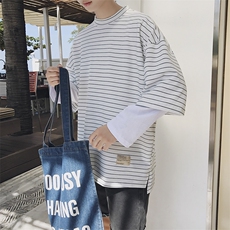 19春季新款港风男士假两件长袖T恤青年韩版潮流卫衣上衣DS42T，男装T恤，电商A102